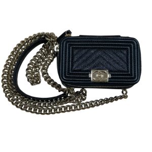 ギャランティーカード　箱　CHANEL　折り財布　キャビアスキン　ココマーク CHANELシャネル キャビアスキン ブラック コインカードケース