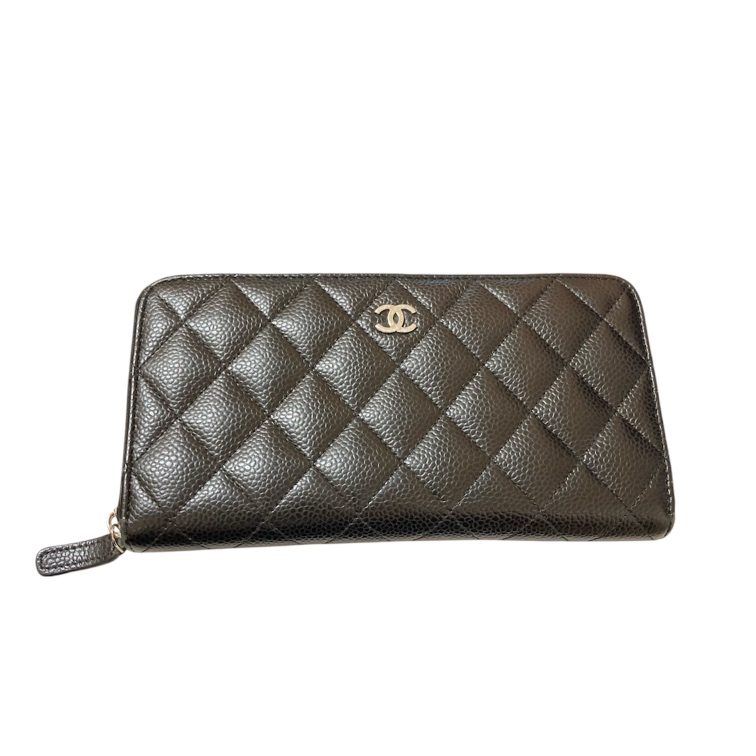 【CHANEL】シャネル・マトラッセ・キャビアスキン・クラシック ロング ジップウォレット・ブランド財布