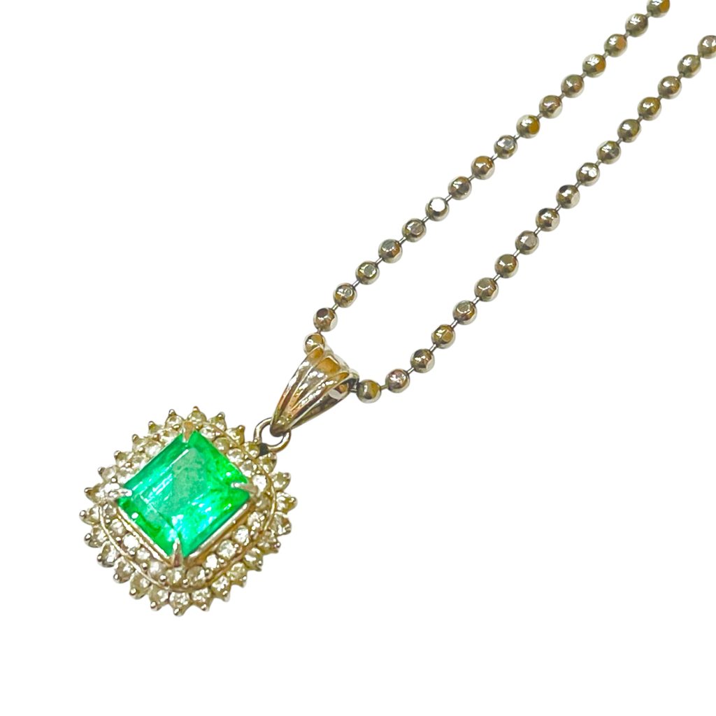 Pt850 エメラルド ダイヤモンド プラチナ ネックレス ジュエリー