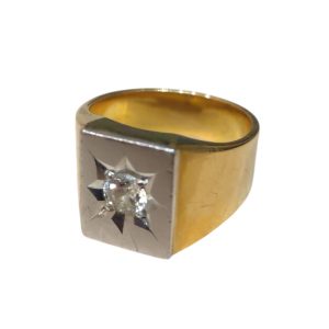 K18/Pt900 リング 石あり