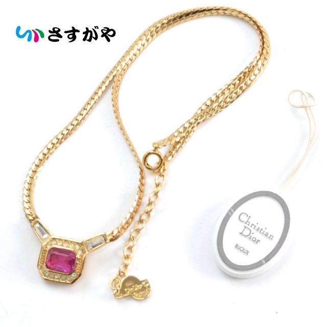 Dior ディオール ラインストーン ネックレス メッキ GP アクセサリー