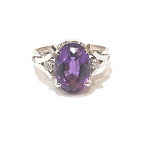 Pt900 アメジスト8ct メレダイヤ付 リングの買取実績 | 買取専門