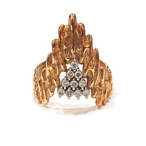 K18/Pt850 メレダイヤ付き デザインリング