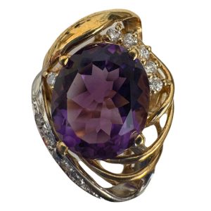 K18 Pt900 コンビ リング アメジスト アメシスト メレダイヤ