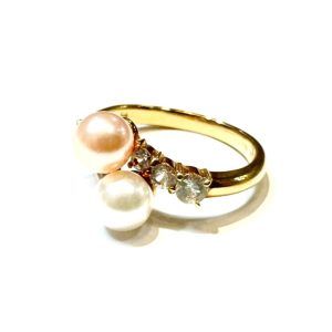 【貴金属】K18（18金/750）パール・メレダイヤ付リング ジュエリー アクセサリー