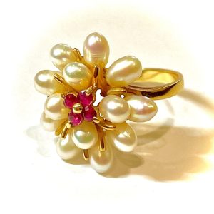 K18の真珠付きリング