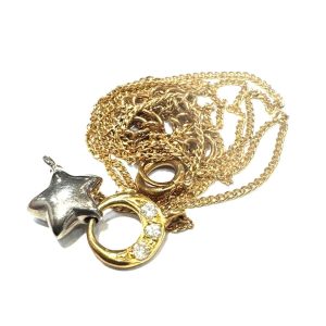 K18 750 18金 金 ネックレス メレダイヤ付き