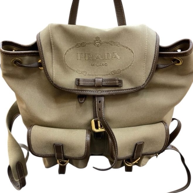 PRADA プラダ リュックスサック ベージュ キャンバス 1BZ677