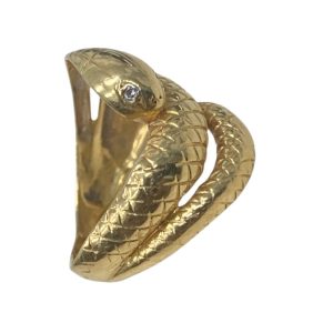 金出できたヘビ(蛇)の指輪(リング)|眼は宝石になったデザインです!