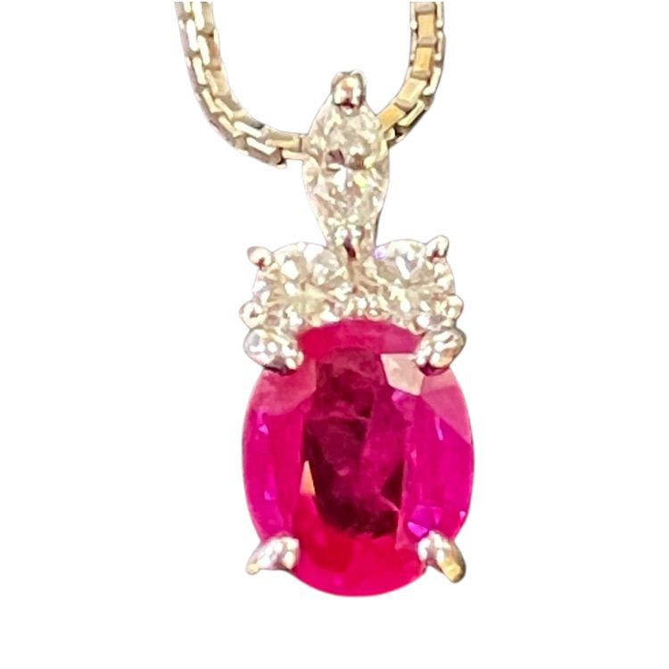ルビー0.25ct メレダイヤ0.10ct K18WG 18金ホワイトゴールド ネックレス