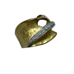 K18 Pt900 メレダイヤ付きリング