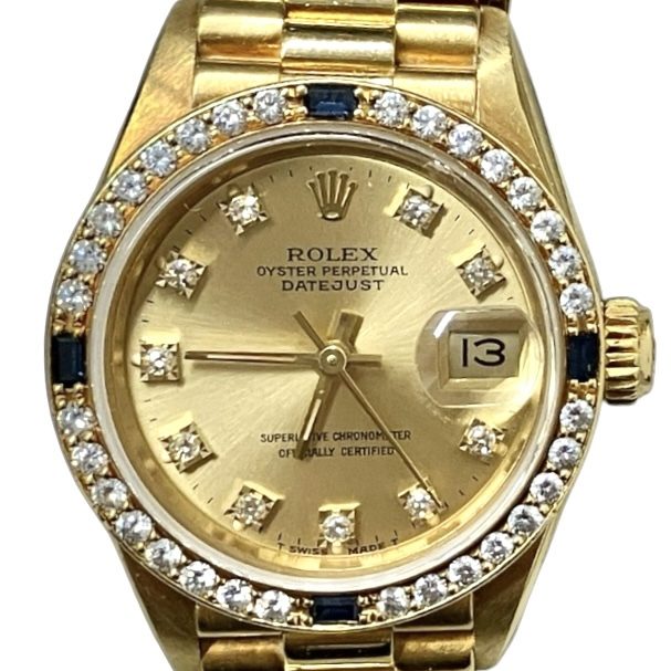 Rolex ロレックス デイトジャスト 10Pダイヤ/ダイヤベゼル R番 腕時計 時計 K18 レディース ゴールド系