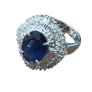 サファイアとメレダイアのリング サファイア ダイヤモンドフラワーモチーフリング SA 1.71ct D