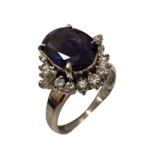 サファイアとメレダイアのリング A576-23n0028【サファイア 043cts】K10ダイヤモンドリング