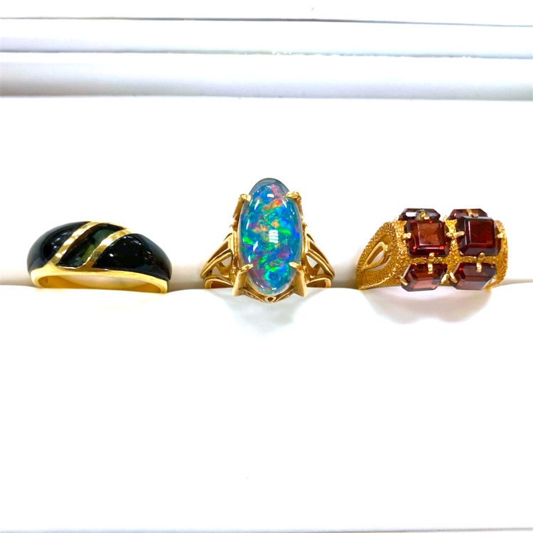 【K18 まとめ】18金・オパール・オニキス・ガーネット・リング・指輪・貴金属・アクセサリー