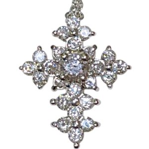 Pt900 ネックレス メレダイヤ付きクロスデザイン