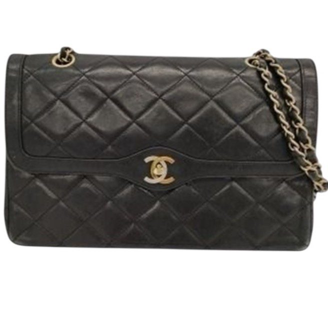 CHANEL シャネル ラムスキン マトラッセ Wフラップ チェーンショルダー