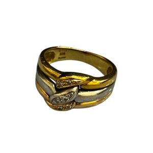 K18/Pt900 コンビ リング メレダイヤ