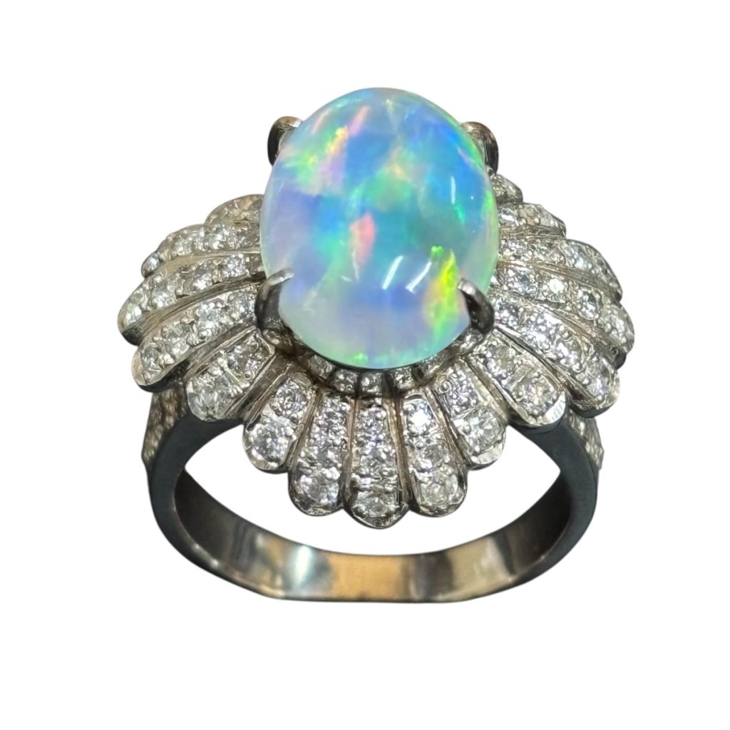 Pt850　オパール　4.00ct　リング