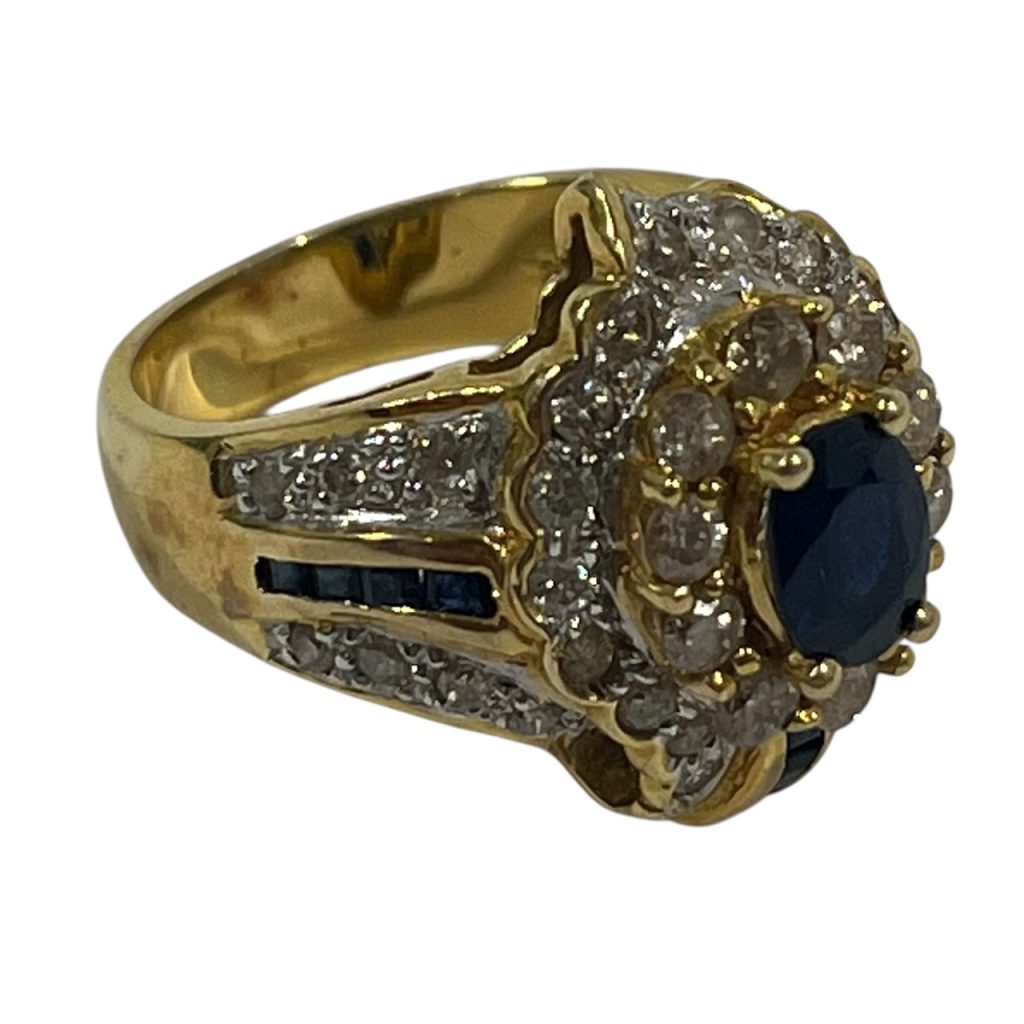 K18リング 指輪 サファイア1.53ct ダイヤモンド1.4ct