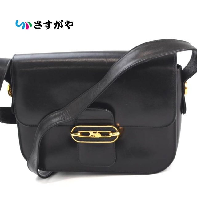 CELINE セリーヌ 馬車金具 レザー ショルダーバッグ ヴィンテージ ブランド