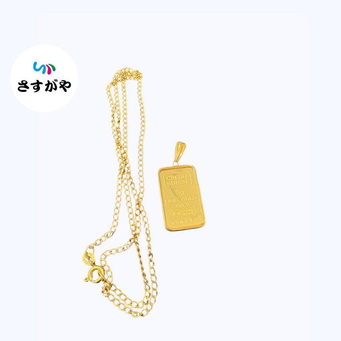CREDIT SUISSE（クレディ・スイス）5g純金インゴット付きK18ネックレス 