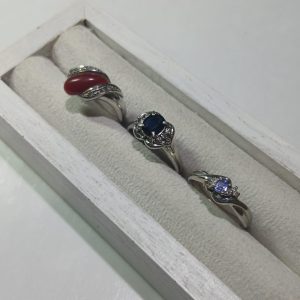 【Pt900リング】プラチナ900・貴金属・サファイア・珊瑚・ジュエリー・アクセサリー・指輪