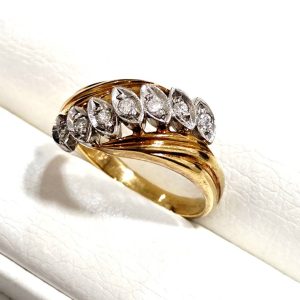 K18 18金 Pt900 プラチナ メレダイヤ付き コンビリング 指輪 アクセサリー