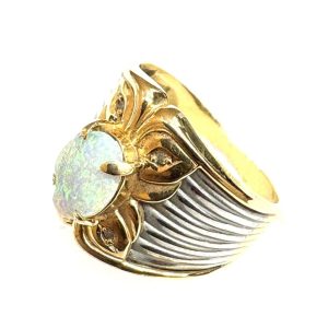 K18 Pt900 18金 プラチナ コンビ オパール付きリング