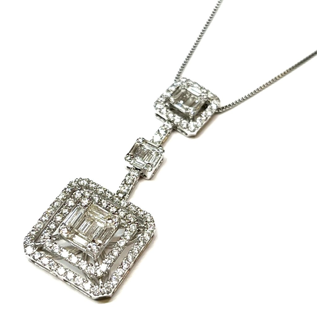 K18WG 18金ホワイトゴールド ダイヤモンド付き ネックレス アクセサリー