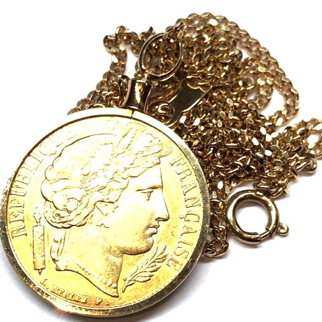 K24/K18 24金/18金 金貨 コイントップ付き ネックレス アクセサリー