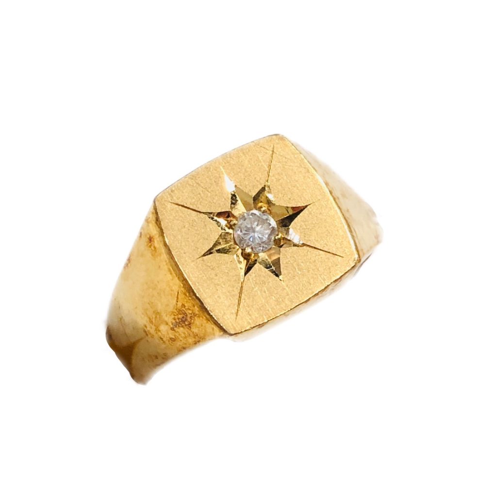 18金 ダイヤ 印台リング 18金 ダイヤモンド 印台 リング / K18 diamond indai ring 品番