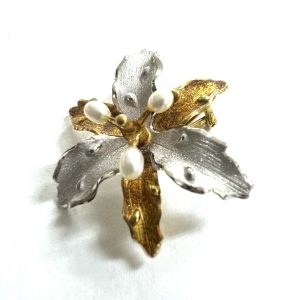 K18/Pt900 コンビ ブローチ