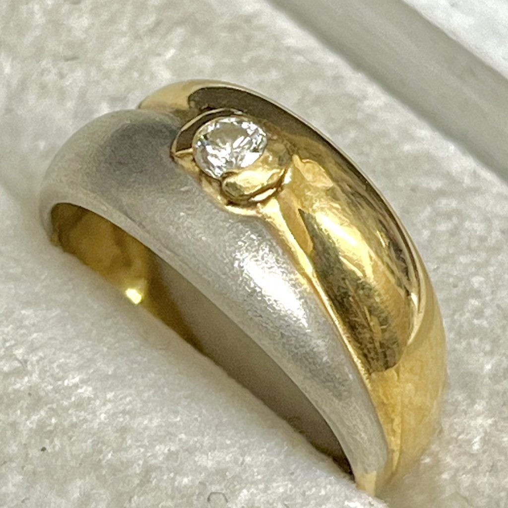 K18 Pt900 ダイヤモンド コンビ ハーフ リング