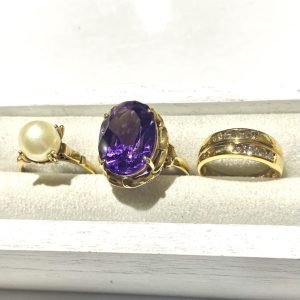 【K18ジュエリーリング】18金・パール・真珠・アメジスト・メレダイヤモンド・貴金属・指輪・アクセサリー