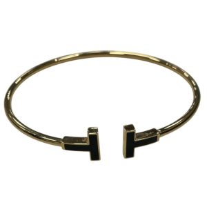 ティファニー(Tiffany & Co.) Tワイヤー バングル ブラックオニキス イエローゴールド