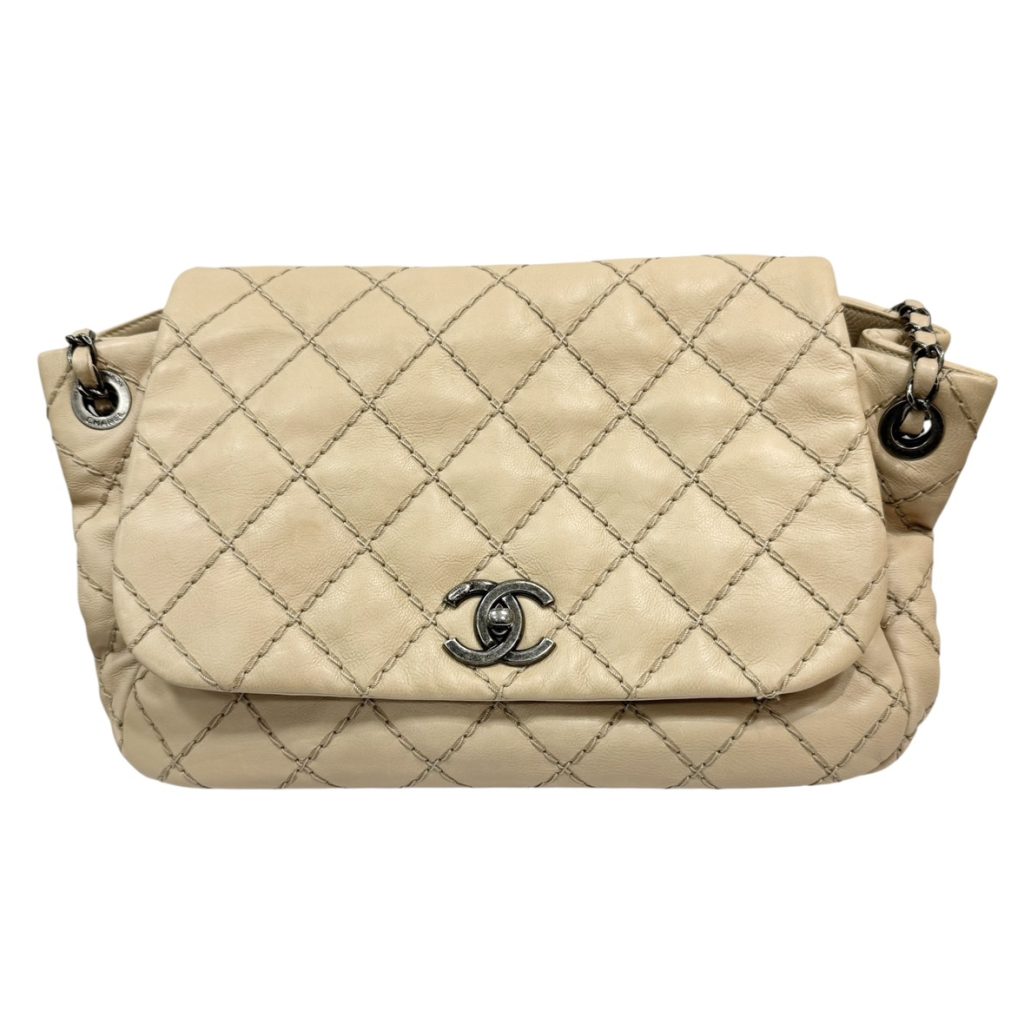 【CHANEL(シャネル)】マトラッセ30 ラムスキン チェーントート ギャラなし ホワイト