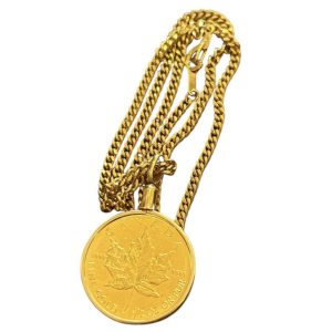 K18（750）18金ネックレス × メープルリーフ金貨1/2ozペンダント