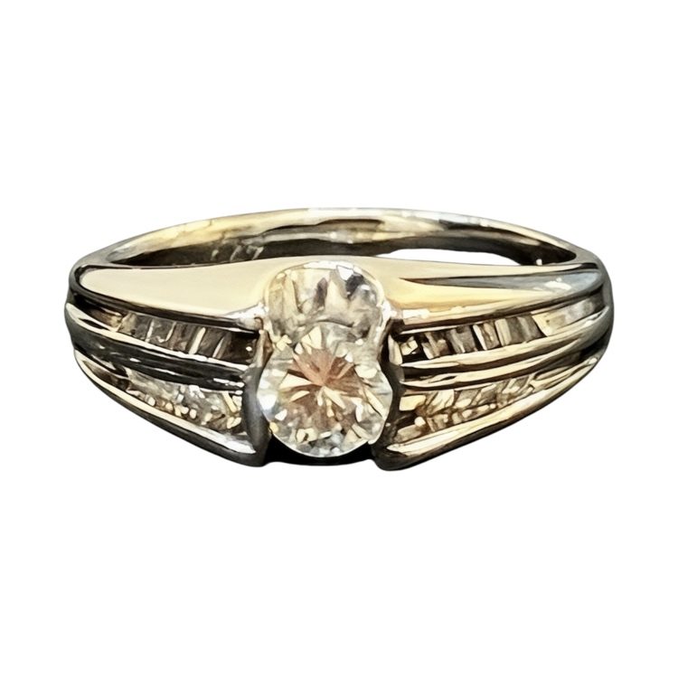 ダイヤモンド0.47ct メレダイヤ0.25ct K18WG 18金ホワイトゴールド