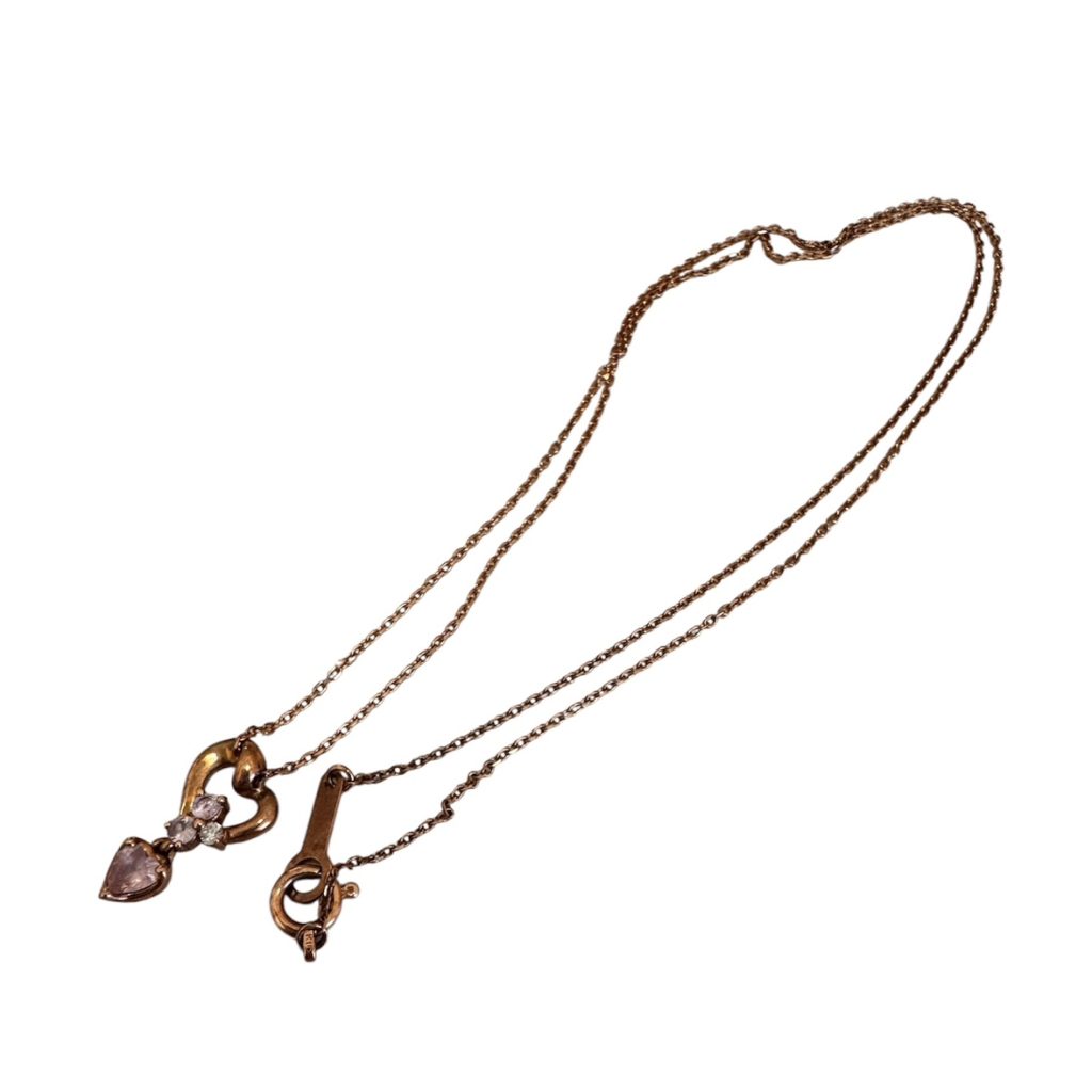 K18(18金)　750　ハート型トップ（ダイヤ付き）　ネックレス　札幌市北区