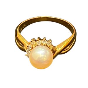 真珠 メレダイヤ K18 18金 750 リング