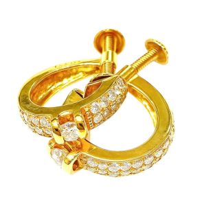 K18 18金メレダイヤ付き イヤリング