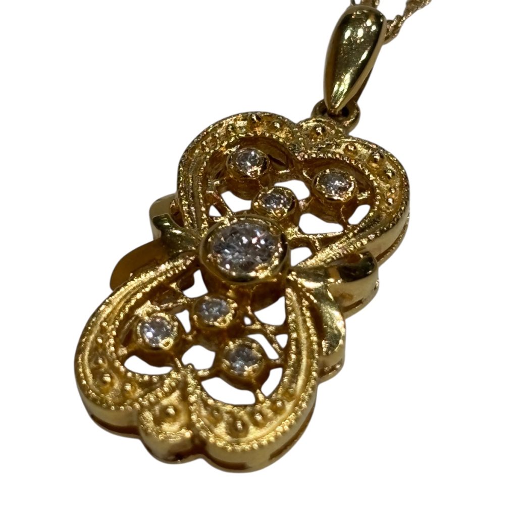 K18 ネックレストップ メレダイヤモンド 0.3ct