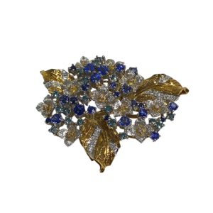 K18/Pt900 ハーフ ブローチ 石あり