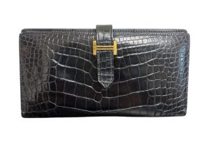 HERMES エルメス Bearn ベアンスフレ ワニ革 アリゲーター クロコダイル 長財布 ブラック