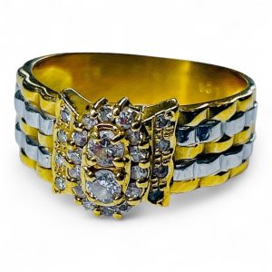 K18×PT850 コンビ リング（ダイヤモンド付き）