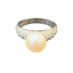 真珠 メレダイヤ付き Pt900 プラチナ900 リング