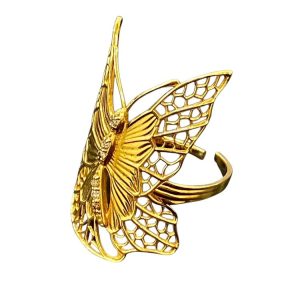 K18 18金 750 メレダイヤ付き 蝶モチーフリング