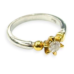 Pt900 K18 ダイヤモンド付き コンビリング