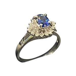 ダイヤ　リング 0.96ct 　Pt850　豪華 Pt850 天然 非加熱 ブルーサファイア0.96ct ダイヤモンド0.64ct リング